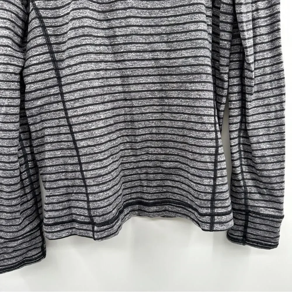 Lululemon Surge‎ Warm 1/2 Zip Jacket in Raven Stripe Black Heathered Black Sz M